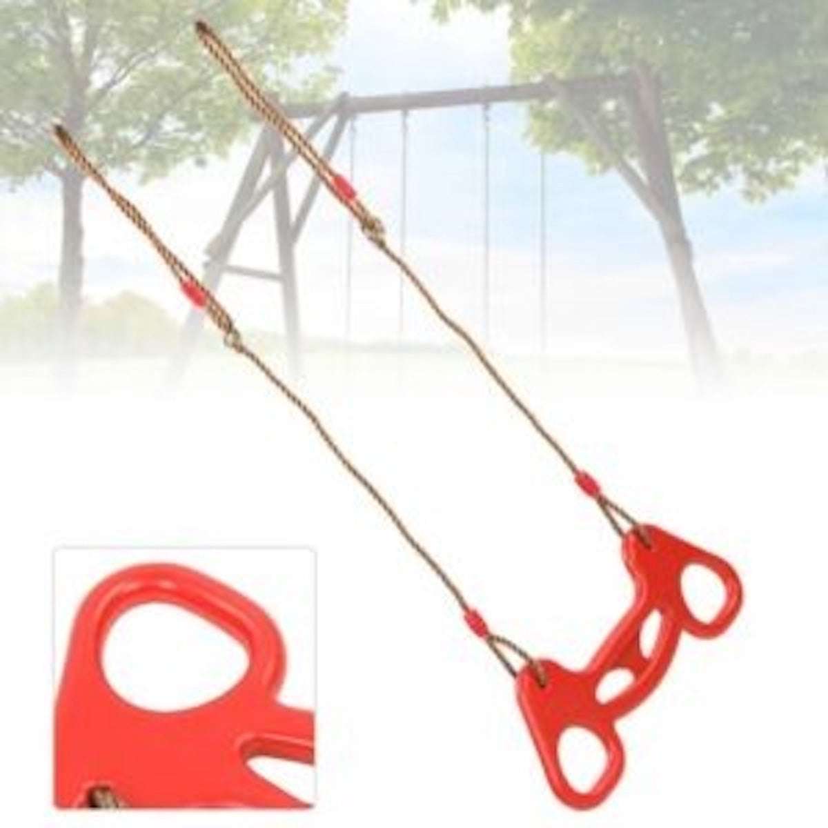 Huitich kids swing bar with gym rings in bright red for outdoor play and fitness fun