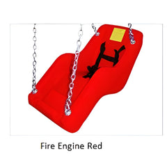 Huitich fire engine red kids swing seat with safety harness and metal chains for playground