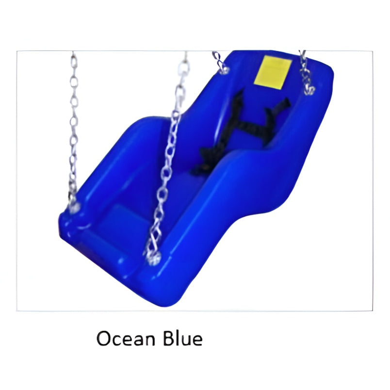 Huitich ocean blue kids swing seat with safety harness and metal chains for playground