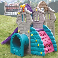 Huitich kids tunnel playhouse with climbing wall and slide for outdoor fun and active play