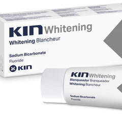 KIN Whitening toothpaste tube and box showing sodium bicarbonate and fluoride Kin Whitening Toothpaste 75ml