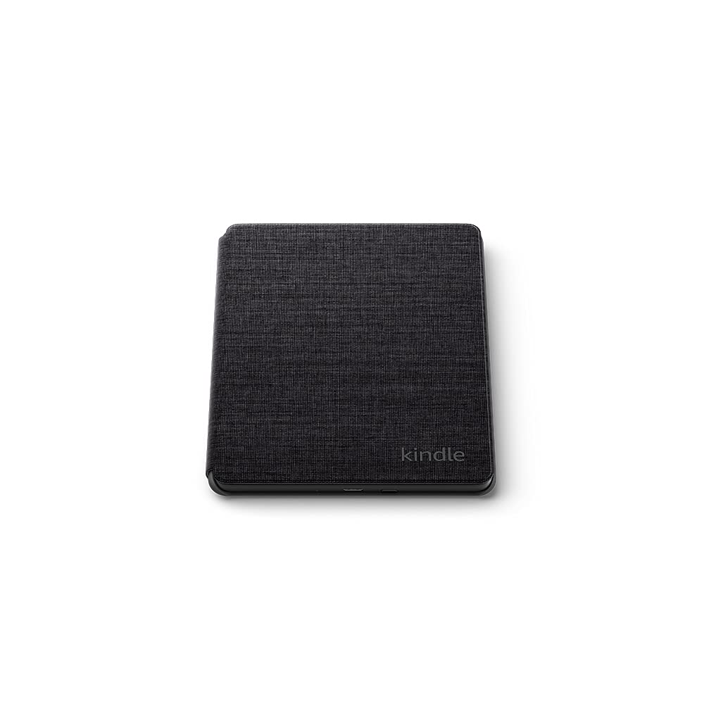 Black fabric Kindle Paperwhite 11th Generation cover with texture and Kindle logo