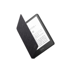Huitich AMZ Kindle Paperwhite 11th Generation cover in black textured material partially open on e-reader