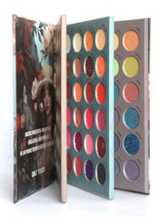 Huitich colorful book style eyeshadow palette with multiple vibrant shades and glitter options