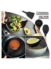 Huitich 12 piece utensil set for kitchens including spatula ladle and spoon with wooden handles cooking various dishes