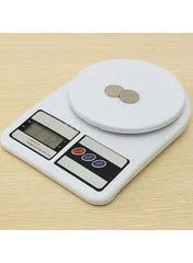 Huitich kitchen scale 10kg capacity in white with digital display and control buttons on a wooden surface