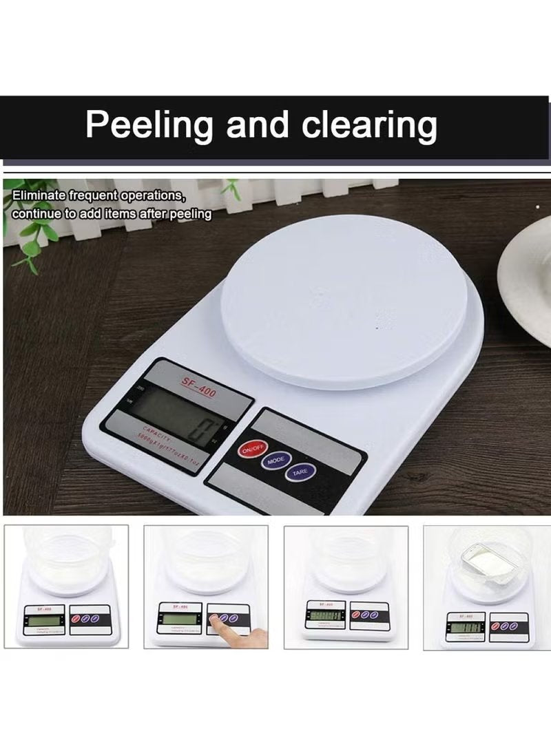 Huitich kitchen scale 10kg capacity in white with digital display and tare function on dark wooden table