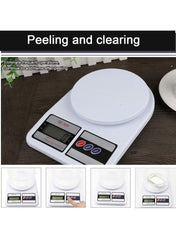 Huitich kitchen scale 10kg capacity in white with digital display and tare function on dark wooden table