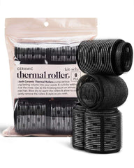 Kitsch ceramic thermal roller set, best heatless curlers for waves with 8 black curlers in package
