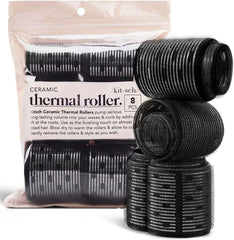 Kitsch ceramic thermal roller set with eight pieces best heatless curlers for waves in black
