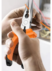 Hands using an orange-and-black stapler-removal tool to pull a staple
