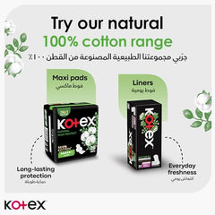 Kotex natural ultra thin pads 100 percent cotton maxi pads and liners packaging with cotton flowers