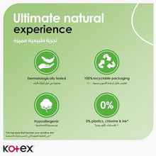 Kotex Natural Ultra Thin sanitary pad pack on an ad panel, Ultimate natural experience