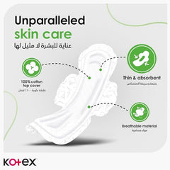 Kotex natural ultra thin pads white sanitary pad with 100 percent cotton top cover thin and breathable material
