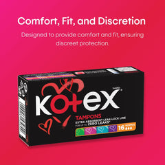 Kotex silky cover tampons UAE black box of 16 normal tampons with leak lock line and discreet fit