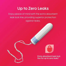 Kotex tampon with blue accent band and visible pull string