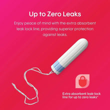 Kotex tampon with pull string, unwrapped and shown upright