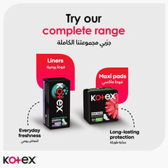 Kotex ultra thin sanitary pads ad showing liners and maxi pads packaging offering everyday freshness and long lasting protection