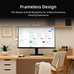 KTC 1080p 100Hz PC monitor with frameless design and thin bezels on wooden desk setup