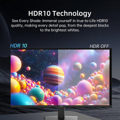 KTC 1080p 100Hz PC monitor displaying HDR10 technology with vibrant cosmic scene highlighting deeper blacks and brighter whites