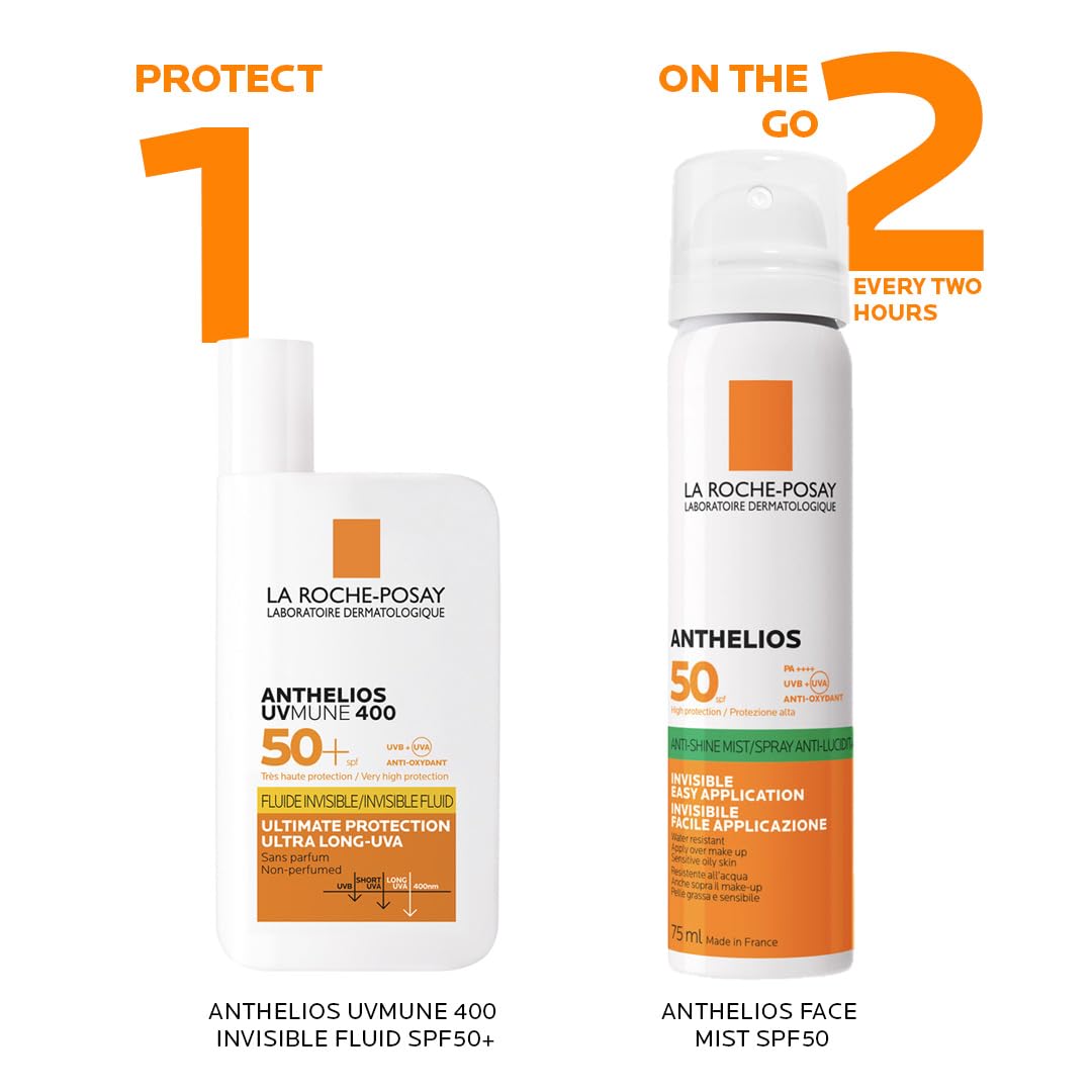 La Roche-Posay Anthelios sunscreen SPF 50 UAE with lightweight fluid and face mist for ultimate sun protection