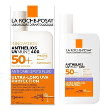 Anthelios UVmune 400 SPF 50+ anti-dark spots fluid, 50 ml box and bottle.