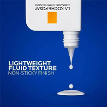 Anthelios UVmune 400 SPF 50+ sunscreen fluid dispenser with one drop.