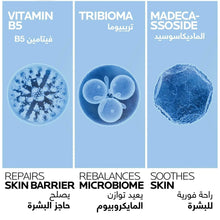 Cicaplast B5+ balm active ingredients icons: Vitamin B5, TriBioma, Madecassoside