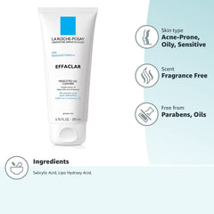La Roche-Posay Effaclar face wash medicated gel cleanser for acne-prone oily sensitive skin