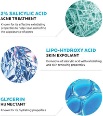 Close-up of ingredients in La Roche-Posay Effaclar face wash showing salicylic acid exfoliant and hydrating glycerin