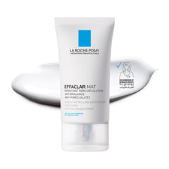 La Roche-Posay Effaclar Matte Moisturizer in a tube with a smooth cream background for oily skin