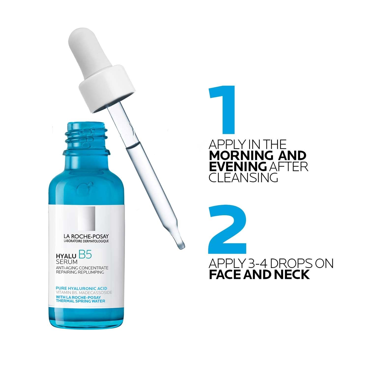 La Roche-Posay Hyalu B5 serum in a blue dropper bottle for hydrating skincare routine