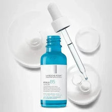 La Roche-Posay Hyalu B5 face serum bottle with dropper and clear gel bubbles