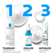 Hyalu B5 serum bottle with dropper in a multi-product layout