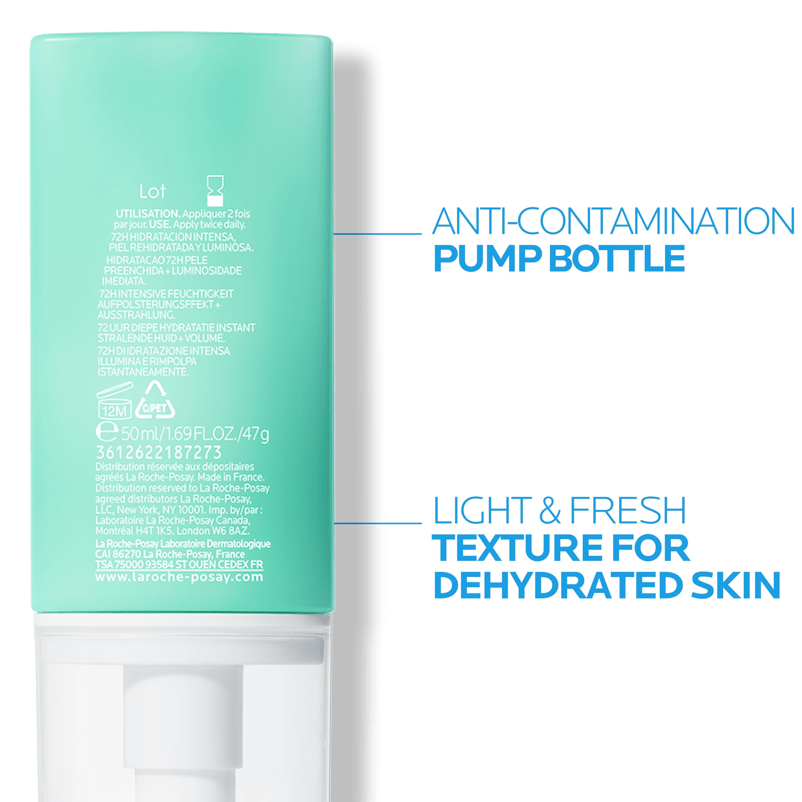 La Roche-Posay HydraVase moisturizer UAE in an anti-contamination pump bottle for dehydrated skin