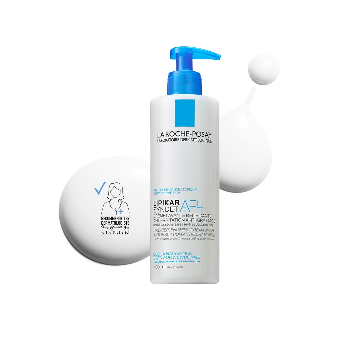 La Roche-Posay Lipikar Syndet AP+ body wash in a pump bottle, ideal for gentle skin hydration