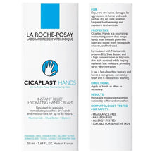Cicaplast Hands hand cream tube with blue label and panel text for dry hands