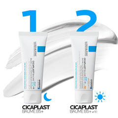 La Roche-Posay scar lotion for sensitive skin, featuring Cicaplast Baume B5 and B5+ SPF 50 tubes