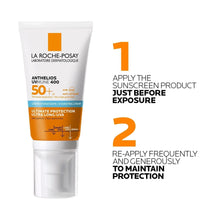 Moisturizing sunscreen tube SPF 50+ with orange label and pump-style cap
