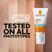 UVMune 400 cream SPF 50+ in a white tube with orange label