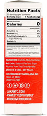 Lakanto monkfruit sweetener packets box back with nutrition facts and ingredients label