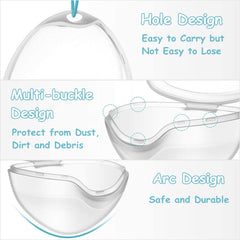 LODROC clear pacifier holder case with carry hole loop multi buckle closure and arc shaped durable design