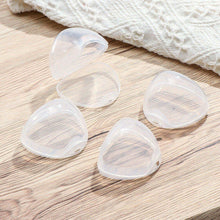 Clear pacifier cases with rounded heart shape and hinged lids, multiple pack pieces.