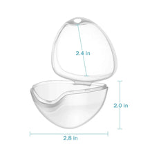 Clear hinged pacifier storage case, open and closed, compact heart shape.