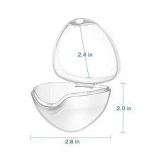 Clear triangular pacifier case with attached loop, size marked 2.8 in