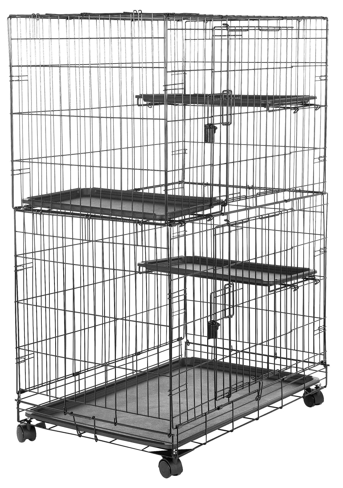 Large 3-tier cat cage UAE with multiple levels and rolling wheels for easy mobility