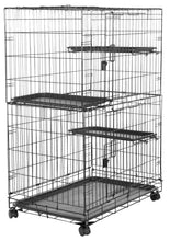 3-tier black wire cat cage playpen with three level platforms and front door