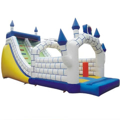 Huitich large bounce house with slide featuring a castle design in white blue and yellow