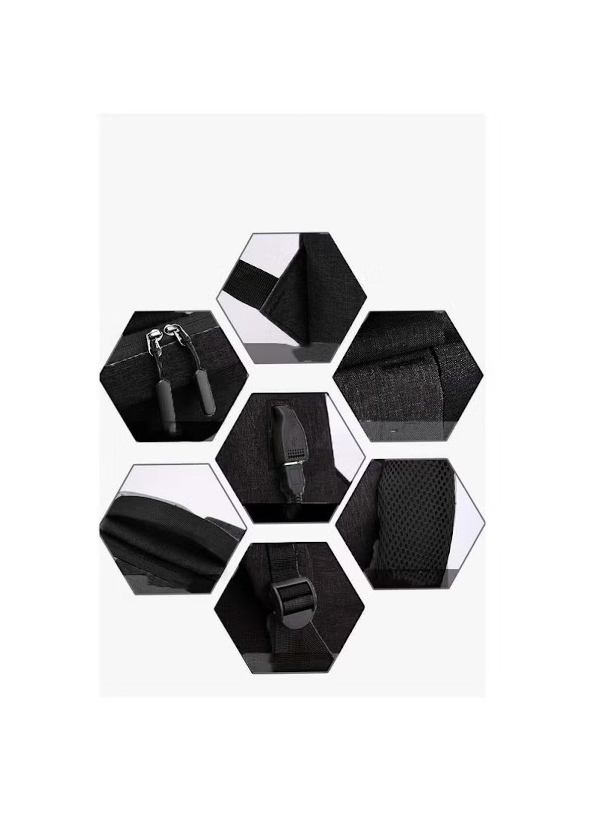 Close-up details of Huitich large capacity school backpack features including zippers straps and fabric texture