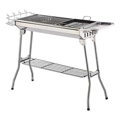 Huitich large outdoor silver BBQ grill charcoal grill with folding legs and side racks